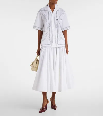 Jacquemus Chemise Jean Printed Cotton Shirt In White