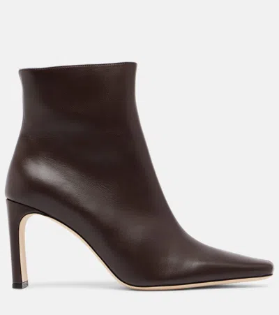 Staud Wally 90 Leather Ankle Boots In Brown