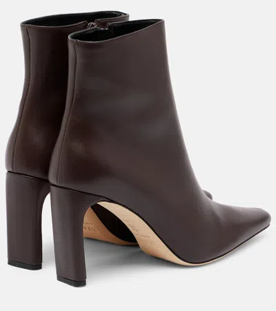 Staud Wally 90 Leather Ankle Boots In Brown