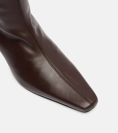 Staud Knee-high Leather Block Heel Boots In Brown