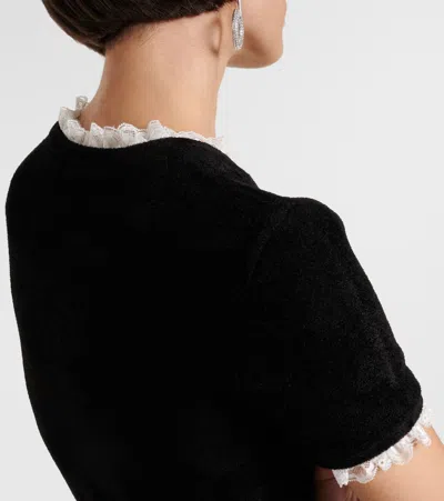 Self-portrait Crystal-embellished Lace-trimmed Chenille Midi Dress In Animal Print