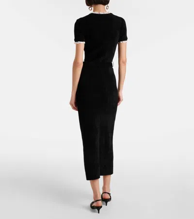 Self-portrait Crystal-embellished Lace-trimmed Chenille Midi Dress In Animal Print