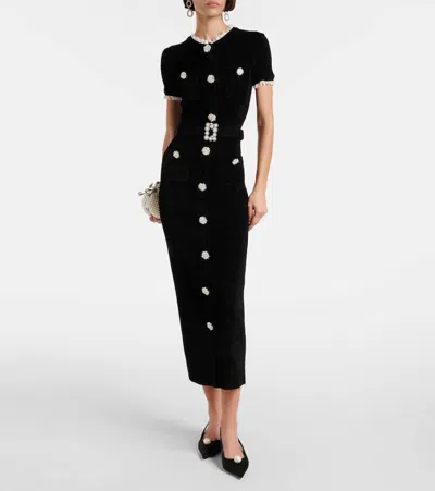 Self-portrait Crystal-embellished Lace-trimmed Chenille Midi Dress In Animal Print