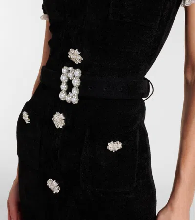 Self-portrait Crystal-embellished Lace-trimmed Chenille Midi Dress In Animal Print