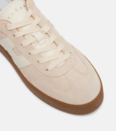 Hogan Platform Sneakers With Suede Upper And Leather Logo In Neutral
