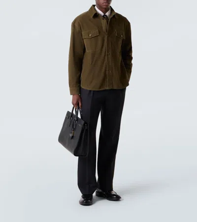 Saint Laurent Cotton Corduroy Overshirt In Green