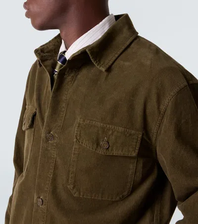 Saint Laurent Cotton Corduroy Overshirt In Green
