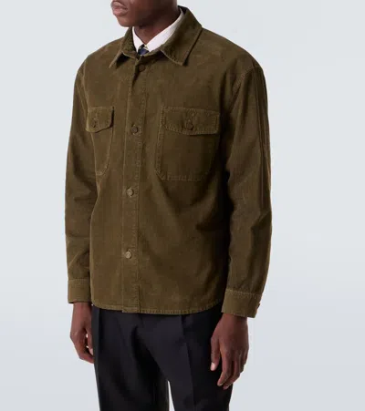 Saint Laurent Cotton Corduroy Overshirt In Green