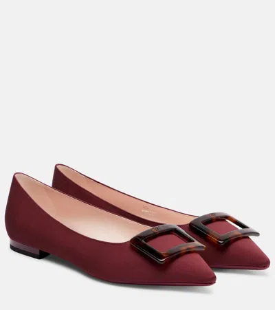 Roger Vivier Gommettine Grosgrain Ballet Flats In Burgundy