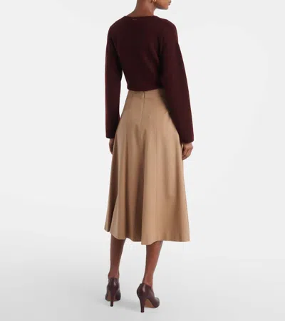 Max Mara Womens Camel Geneve A-line Wool Midi Skirt In Brown