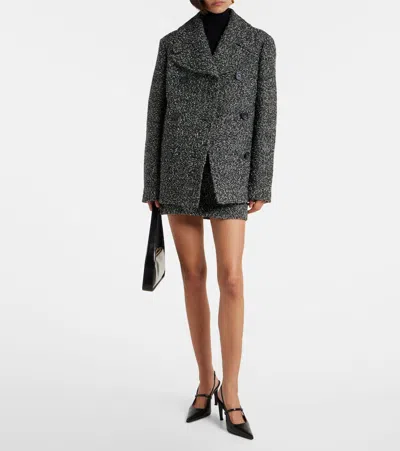 Sportmax Olaf Double Breast Wool Blend Short Coat In Gray