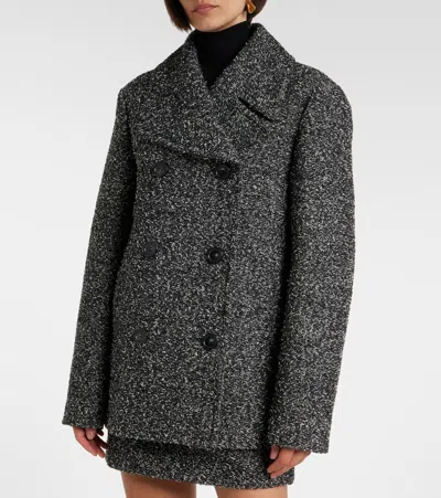 Sportmax Olaf Double Breast Wool Blend Short Coat In Gray