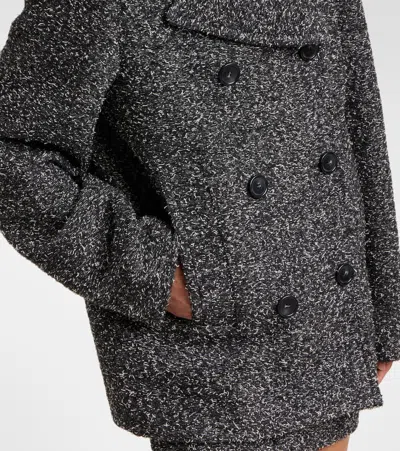 Sportmax Olaf Double Breast Wool Blend Short Coat In Gray