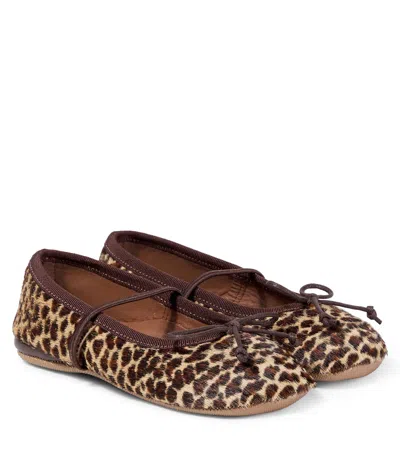 Pèpè Leopard-print Calf Hair Ballet Flats In Multi