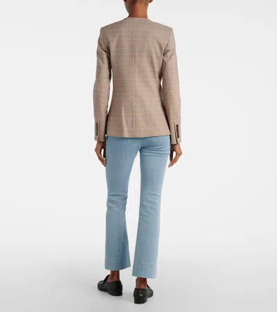 Veronica Beard Orrin Windowpane Plaid Collarless Jacket In Neutral