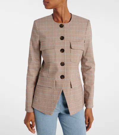 Veronica Beard Orrin Windowpane Plaid Collarless Jacket In Neutral