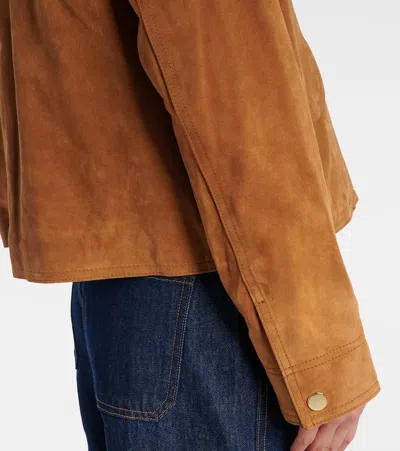 Veronica Beard Walters Leather Cropped Barn Jacket Whisky In Brown