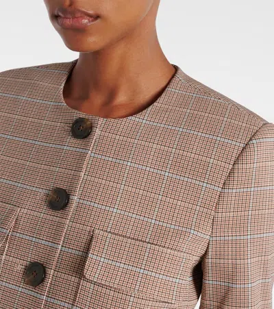 Veronica Beard Orrin Windowpane Plaid Collarless Jacket In Neutral