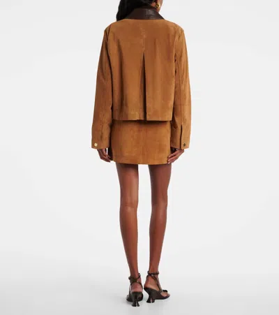 Veronica Beard Walters Leather Cropped Barn Jacket Whisky In Brown