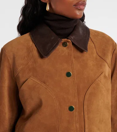 Veronica Beard Walters Leather Cropped Barn Jacket Whisky In Brown