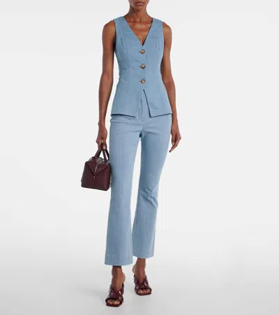 Veronica Beard Flared Hawthorne Trousers In Blue