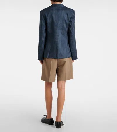 Veronica Beard Obie Pinstripe Linen-blend Blazer In Blue