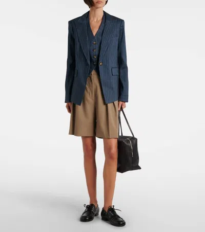 Veronica Beard Arabella Pinstripe Linen-blend Vest In Blue