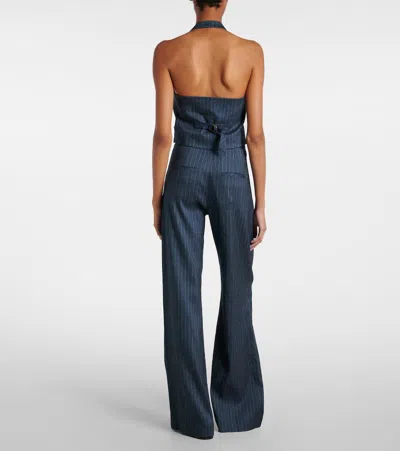 Veronica Beard Arabella Pinstripe Linen-blend Vest In Blue