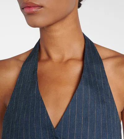 Veronica Beard Arabella Pinstripe Linen-blend Vest In Blue