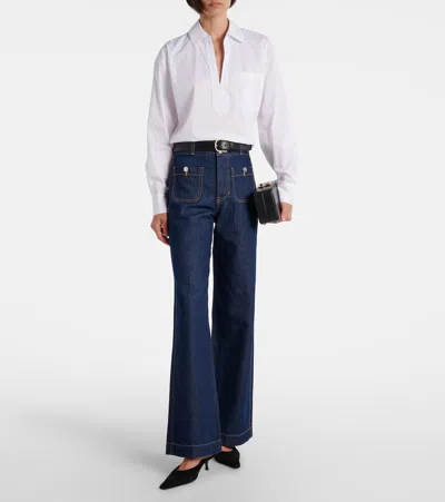 Veronica Beard Khai Cotton-blend Poplin Shirt In White