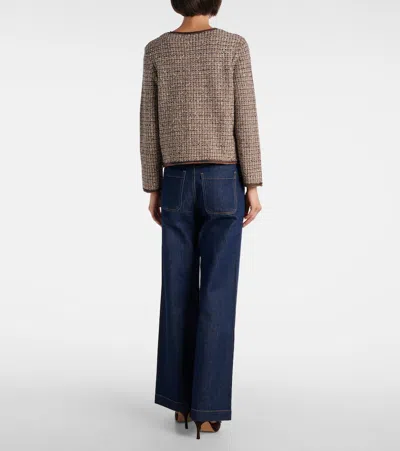 Veronica Beard Brisa Tweed Button-front Jacket In Brown