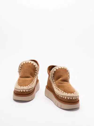 Mou Eskimo Brown Slip-on Boots With Rear Logo In Suede Woman