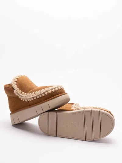 Mou Eskimo Brown Slip-on Boots With Rear Logo In Suede Woman