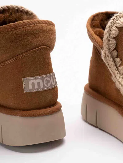 Mou Eskimo Brown Slip-on Boots With Rear Logo In Suede Woman