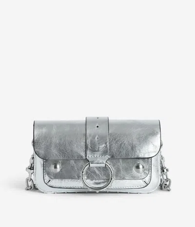 Zadig & Voltaire Metallic Leather Crossbody Bag In Gray
