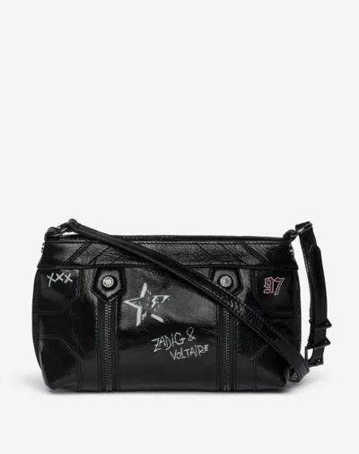 Zadig & Voltaire Sunny Mood Punk Embellished Leather Shoulder Bag In Black