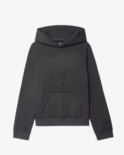 Zadig & Voltaire Womens Carbone Georgy Rhinestone-text Cotton-jersey Hooded Sweatshirt In Gray
