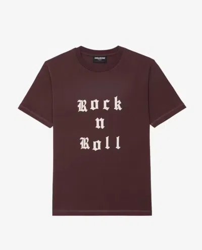 Zadig & Voltaire Edwin Rock N Roll Strass T-shirt In Brown
