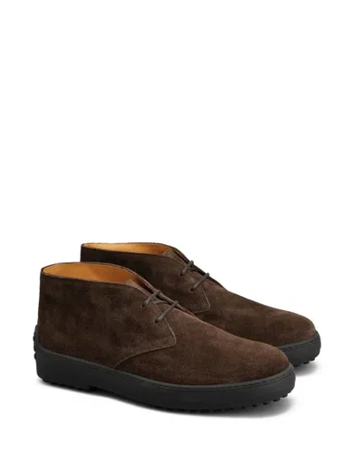 Tod's Suede Gommino Desert Boots Shoes In Brown