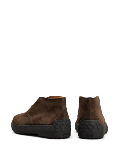 Tod's Suede Gommino Desert Boots Shoes In Brown