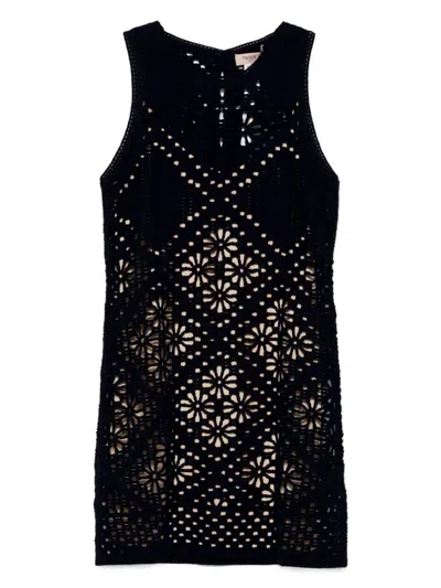 Twinset Black Cotton Mini Dress In Brown
