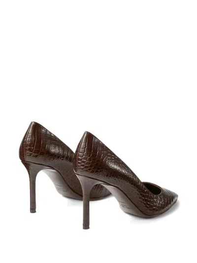 Jimmy Choo 85mm Romy Crocodile-effect Pointed-toe Pumps In Brown