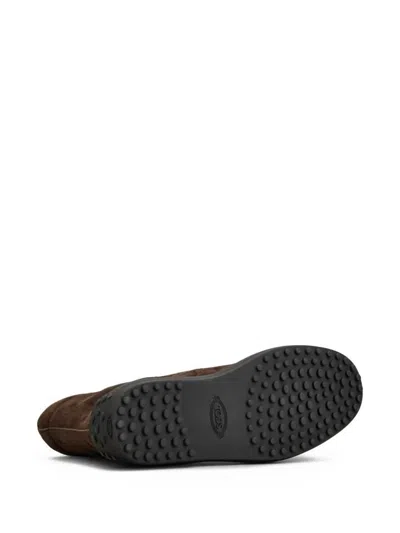 Tod's Striped Suede Ankle Boots With Chunky Rubber Sole For Men In Brown