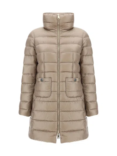 Herno Quilted Padded High Collar Down Jacket In Gray