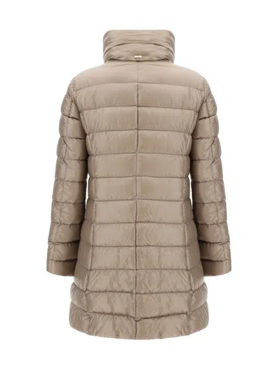 Herno Quilted Padded High Collar Down Jacket In Gray