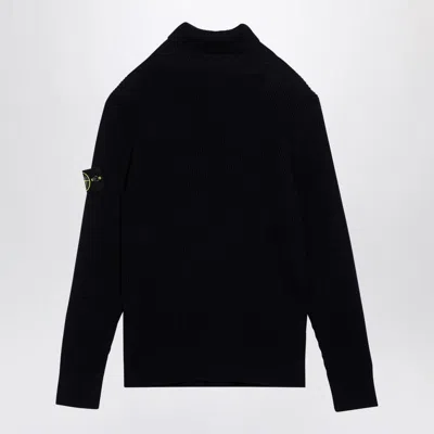 Stone Island Turtleneck Jumper With Finely Ribbed Trims In Black