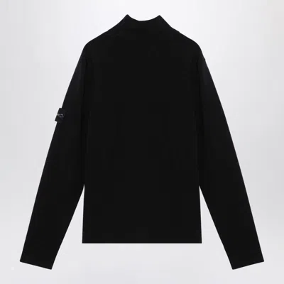 Stone Island Turtleneck Jumper With Finely Ribbed Trims In Black
