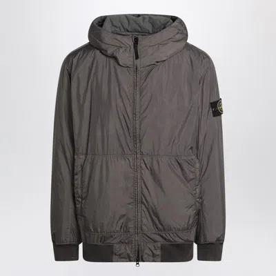Stone Island Dark Grey Zip-up Nylon Jacket Men In Gray