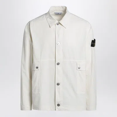 Stone Island Compass Patch Button-up Jacket In White