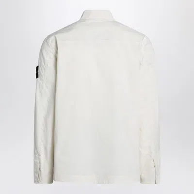 Stone Island Compass Patch Button-up Jacket In White